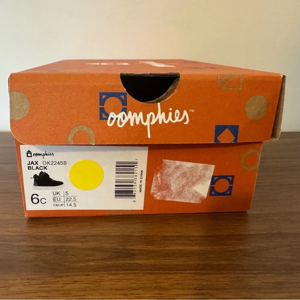 Oomphies Jax Black Boy Size 6c Shoes Toddler Sneakers New with Box Never Worn